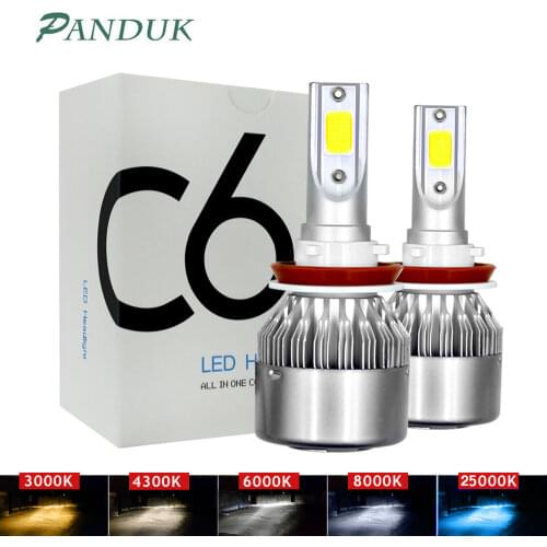 PANDUK Led Car Headlight H7 LED H4 Bulb H1 H3 H11 9005 5202 9006 9004 9007 9012 4300k 06000K 8000K Auto Lamps Fog Lights C6