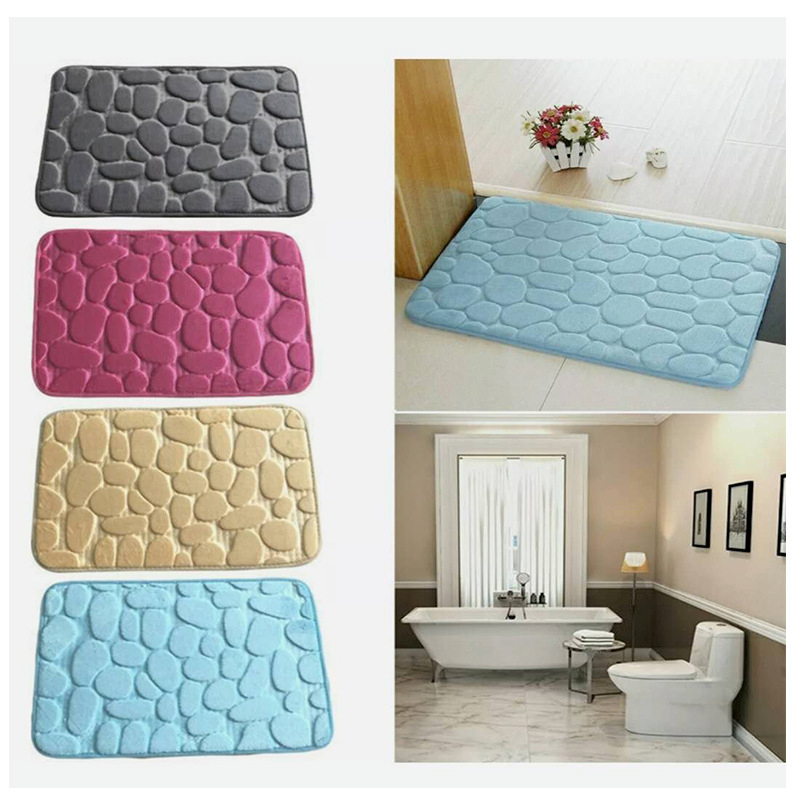 Home Bath Mat Coral Fleece Bathroom Carpet Water Absorption Non-slip Memory Foam Absorbent Washable Rug Toilet Floor Mat