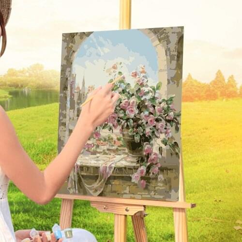 Flower Vase Paint By Numbers Kit Oil Paints 50*70 Oil Painting Decorative Paintings For Wholesale