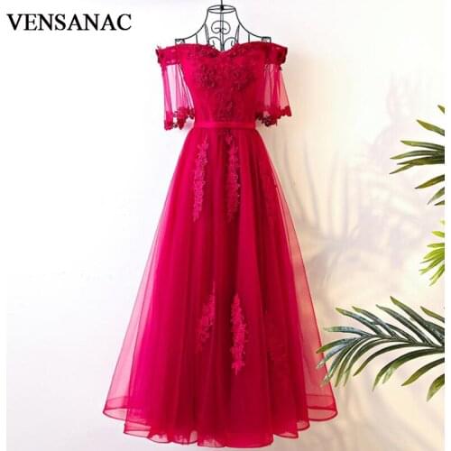 VENSANAC 2018 Sweetheart Lace Appliques A Line Long Evening Dresses Vintage Embroidery Party Sash Tulle Prom Gowns