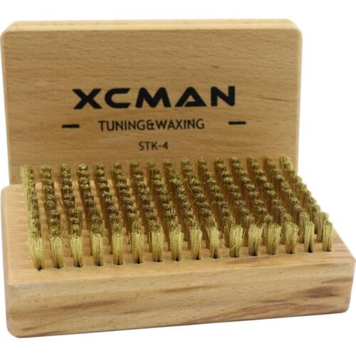 XCMAN Ski Snowboard Nordic Ski Waxing Brush With Nature Beech Wood and Premium Bristle,Brass Nylon,Horsehiar