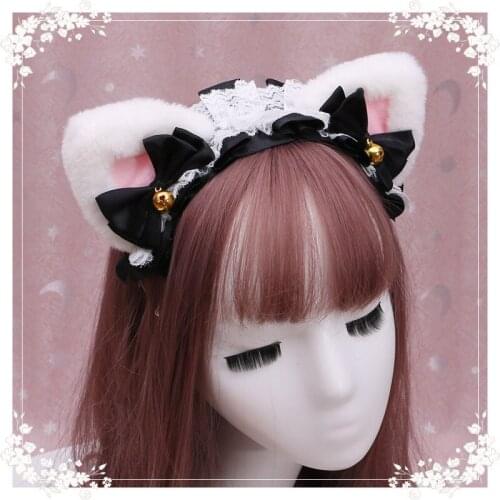 Japanese Cat Ear Lolita Lace Hairband Bowknot Headwear Cosplay Costume Hair Accessories