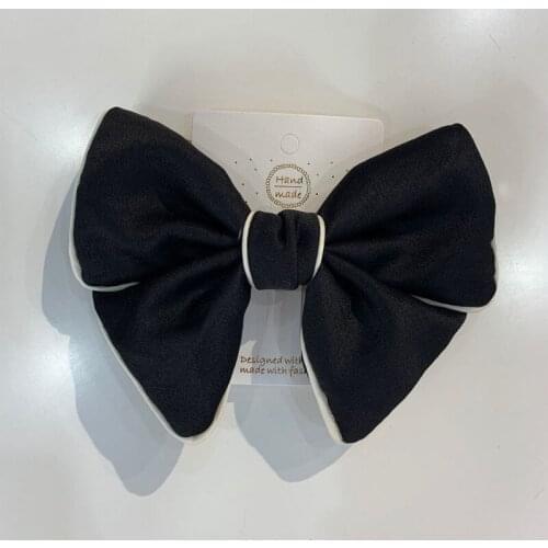 Women Pure Color Big Bow Hairpin Lady Fashion Top Hair Clip