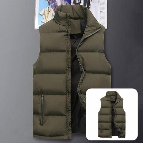 Winter Waistcoat Stand Collar Anti-shrink Padded Stand Collar Men Vest Waistcoat for Adult