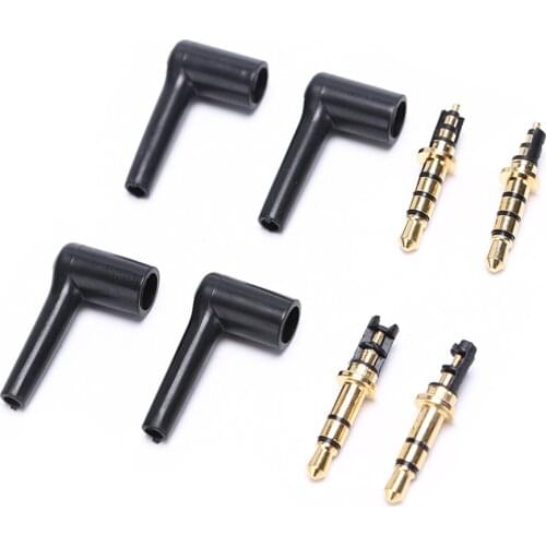 1/ 2pcs/Lot Stereo Headset Plug Jack 3 4 Pole 3.5 Gold Plated 90 Degrees Black Audio Plugs Jack Adaptor Connector 3.5mm