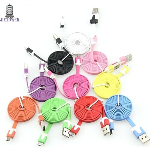 1m 2m 3m Flat Noodle Micro 5pin v8 USB Sync Data Charger Cable Cord for Galaxy S5 s6 s7 Android Phone Wholesale 500pcs/lot