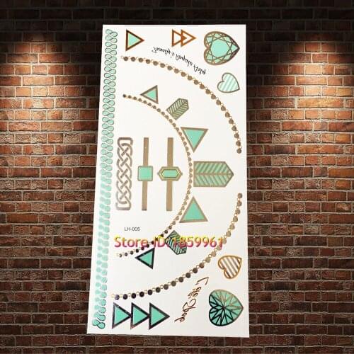 1PC Gold Indian Totem Flash Metallic Waterproof Tattoo Armband AGLH013 Sexy Body Art Arm Paint Shoulder Chest Neck Choker Tattoo