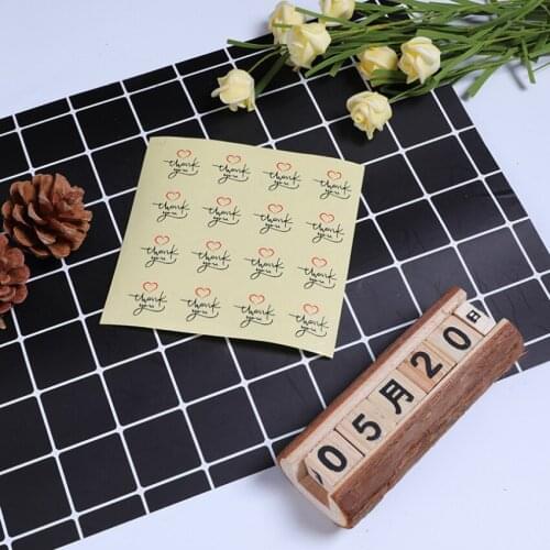160pcs/lot New Round Thank you Red Heart Kraft Paper Stickers Label DIY Hand Made For Gift Cake Baking Sealing Sticker