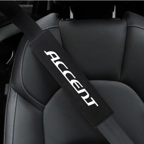 2pcs Auto Shoulder Pads Cover Case for hyundai ACCENT Car Emblem Accessories Car Seat Belt Cover