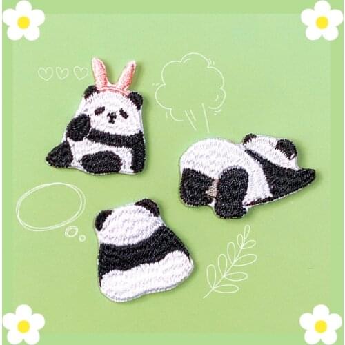 20pcs/lot Luxury Small Panda Embroidery Patch Animal Happy Day Clothing Decoration Sewing Accessories Craft Diy Applique
