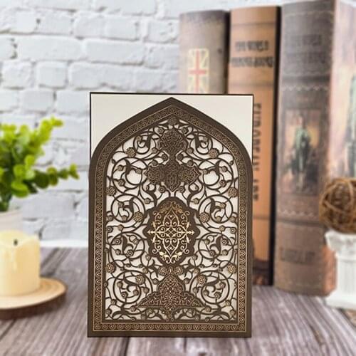 25pcs 4 Colors Laser Cut Lace Flora Wedding Invitations Card Engagement Islamic Muslim Cards Birthday Wedding Party Decoration
