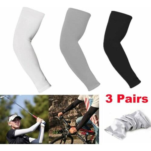 3Pairs Unisex Arm Sleeves Cooling Sports Sleeve Summer Sun UV Protection Hand Cover Running Fishing Cycling Ski