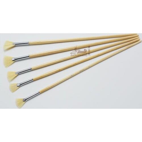 5 Pcs/Set Long Handle pig Bristles fan Shape Oil Paint Brush Watercolor Brush Artists Acrylic paints Gouache Face art supplies