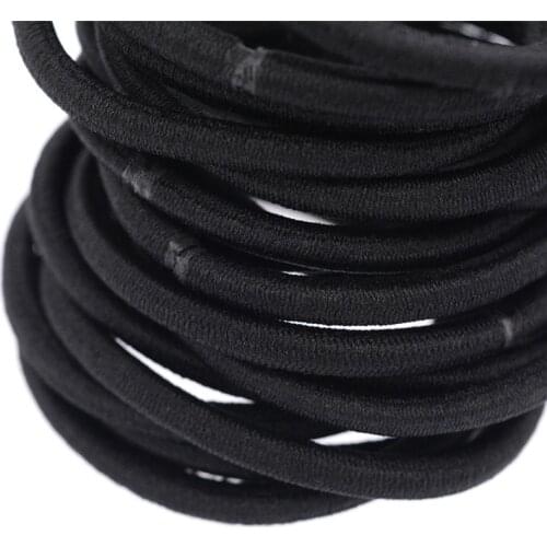50 Pcs/lot Premium 4mm thickness Adult Black Color Elastic Hair Ties Girls' Hair Ropes Women Ponytail Holder PT008