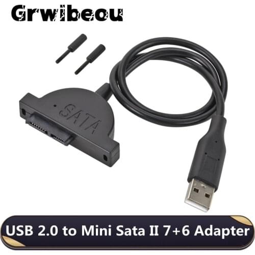 Grwibeou USB 2.0 to Mini Sata II 7+6 13Pin Adapter for Laptop CD/DVD ROM Slimline Drive Converter Cable Screws steady style