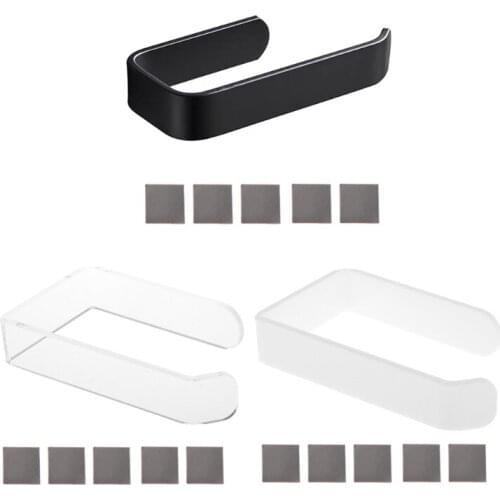 Acrylic Toilet Paper Holder Tissue Rack Wall Mounted Bathroom Roll Holder Paper Tissue Rack Hook Kitchen Hanger No Drill