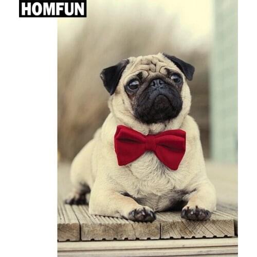 HOMFUN Full Square/Round Drill 5D DIY Diamond Painting "Animal dog" Embroidery Cross Stitch 5D Home Decor Gift A06177