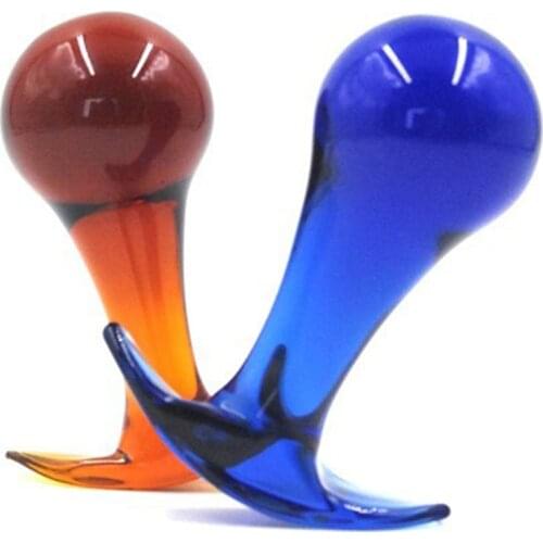 Blue Head Pyrex Crystal Wave Anal Beads Butt Plug Dildo Masturbation Glass Sex Toys Product for Men Women Anal Plug