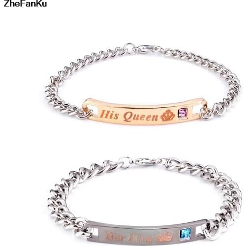 DIY Her King His Queen Couple Bracelets Crytal Crown Charm Bracelets For Women Men Drop Shipping Drop Shipping