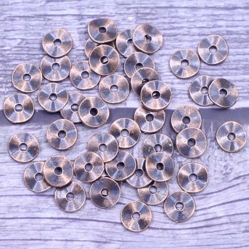 50Pcs Copper Tone Spacer Beads Wave Tortuose Ring Earrings Round Metal Charms Jewelry DIY Findings 9mm Dia