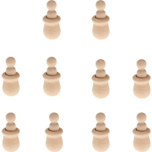 10pcs Wooden Toys, Wooden Peg People Nesting Set DIY Print Kids Toys Craft
