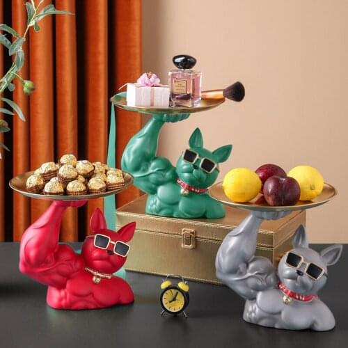Living Room Decoration Resin Bulldog Storage Decoration Creative Dog Statue Tissue Box Tray Living Room Coffee Table Home Deco