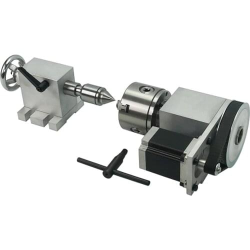 CNC rotary axis 4th axis 3 jaw chuck 44/54/65mm Center height activity tailstock for CNC Router Engraver Milling Machine