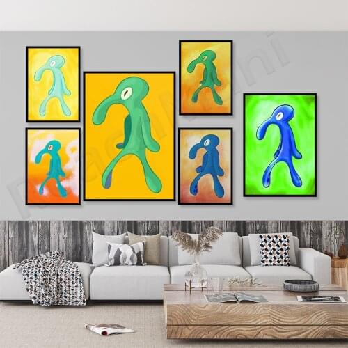 Hot Selling Bold And Brash Gallery Art Canvas Painting Poster Squidward Wall Art Picture Nordic Living Room Home Decoration