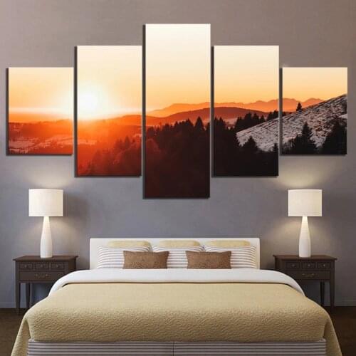Canvas Painting Prints 5 Panel Narute Scenery Monte Grappa Mountains Modular Pictures Poster Home Decor Landscape Wall Artwork