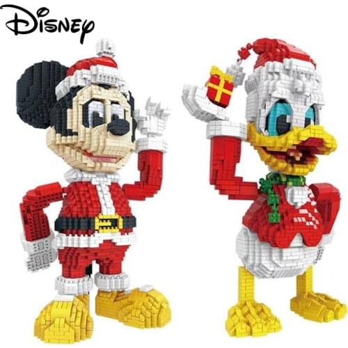 Disney Mickey Mouse Donalded Duck Mini Building Block Christmas Anime Diamond Micro Brick Assembled Decoration Toys For Children