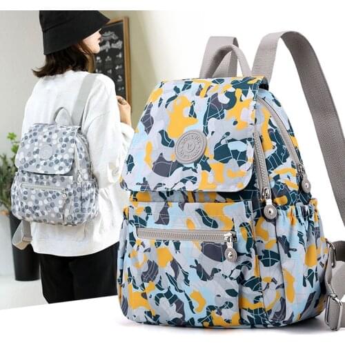 Fashionable Everyday Female Backpack with Print Floral Fabric Cloth Bag Backpack for Women Teenagers Girl Ladies Back Pack China