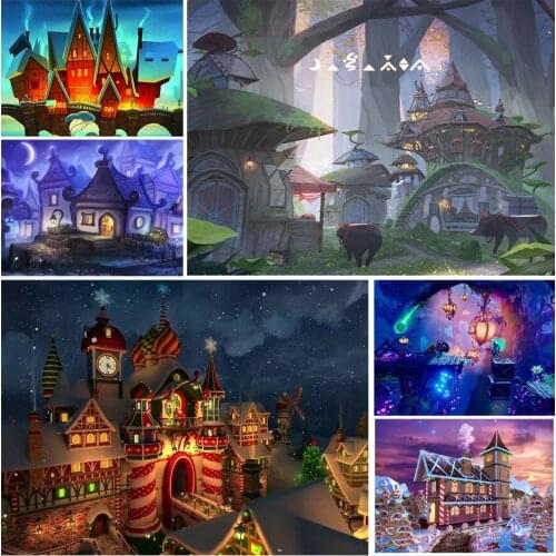 Cartoon Eccentric House 5D Diy Full Square and Round Diamond Painting Embroidery Cross Stitch Kit Wall Art Club Home Decoration