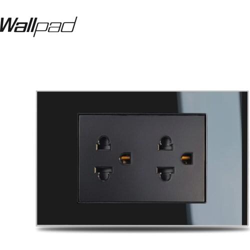 118*75mm Black 2 US Socket Wallpad L3 Crystal Glass Frame AC Japan Canada Philippines Thailand Plug Wall Charger