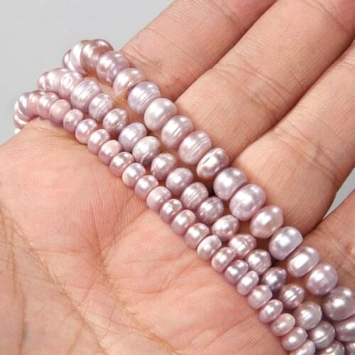 Natural Flat Purple Round Freshwater Pearl Beads Punch Loose Spacer Beads Charm for DIY Elegant Necklace Bracelet Jewelry Making