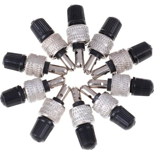 Nickel Plated Brass Bike Wheel Tire Valve Core with Cap Bicycle Schrader Valve Ultralight Zinc Alloy MTB Mountain Road 10Pcs