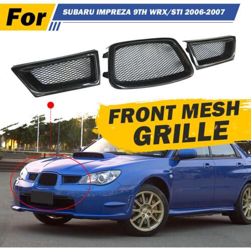 New Black 3Pcs Carbon Fiber Car Front Lower Mesh Grill Grille for subaru Impreza WRX STi 9th 2006-2007 28012