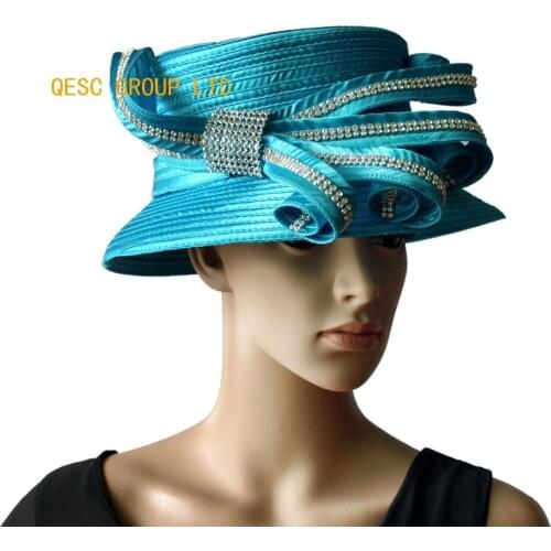 Wholesale Elegant NEW All Year Around Kentucky Derby formal hats panama wedding womens hat with Rhinestones Band.FREE SHIPPING