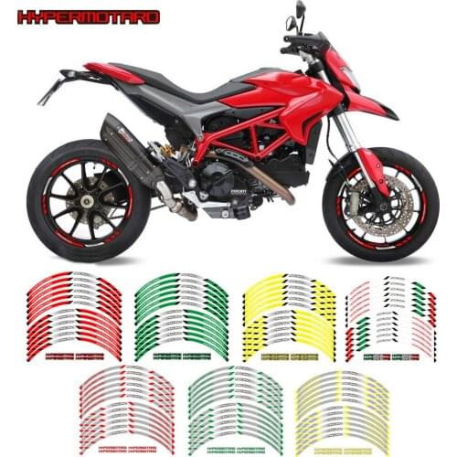 Motorcycle front and rear wheels Edge Outer Rim Sticker Reflective Stripe Wheel Decals For DUCATI HYPERMOTARD