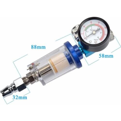 Scratch Spray Gun Air Regulator Gauge & In-line Water Trap Filter Tool