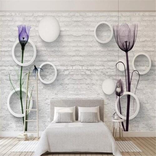 Milofi professional custom large wallpaper mural Nordic Tulip 3D TV background wall