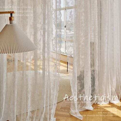 French Light Luxury Translucent Tulle Curtain Curtains for Living Dining Room Bedroom Balcony Bay Window 2021 New Girl Ins