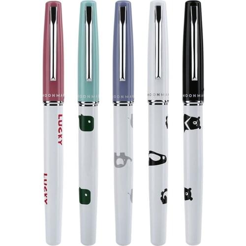 Cute Cartoon Moonman Fountain Pen Extra Fine Nib 0.38mm Writing Ink Pens with Simple Case School Stationery Office Supplies