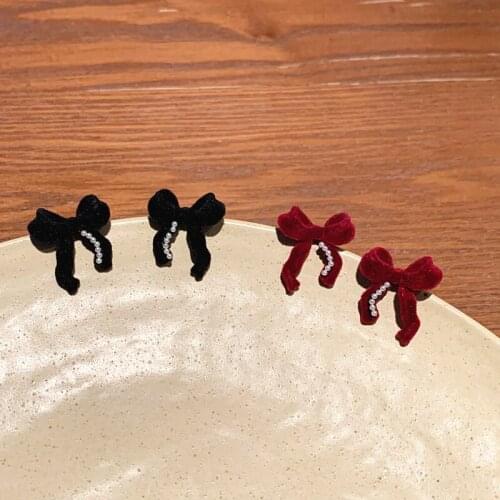 Bow Earrings Korean Plush Small Stud Earrings Cute Bow Statement Earring For Girls Fashion Jewelry 2021 Brincos Wholesale