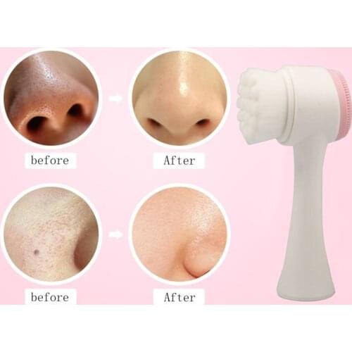 Silicone Face Cleansing Washing Brush Portable Double Side Face Cleanser Machine Body Cleansing Mini Skin Beauty Massager Brush