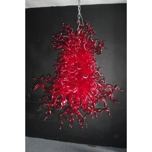 Modern Topdesign Luxury Red Colored LED Chandelier with Hand Blown Murano Glass