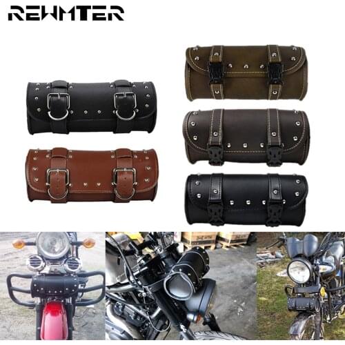 Universal Hanging Saddlebag Motorcycle PU Leather Side Front Fork Tool Tail Storage Bags For Harley Touring Sportster XL Dyna FL