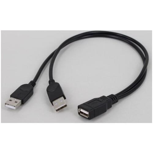USB 2.0 A Male to USB Female 2 Double Dual Power Supply USB Female Splitter Extension Cable HUB Charge for Printers