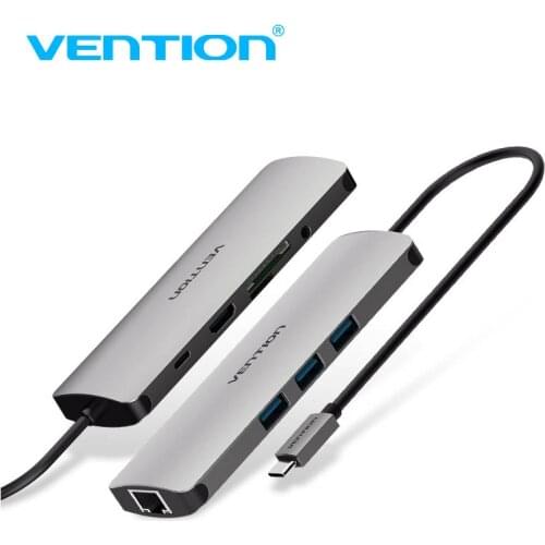 Vention USB HUB Type C HUB To USB 3.0 With PD Power HDMI 3.5mm Audio RJ45 Gigabit Ethernet Adapter SD/TF Card Reader USB C HUB