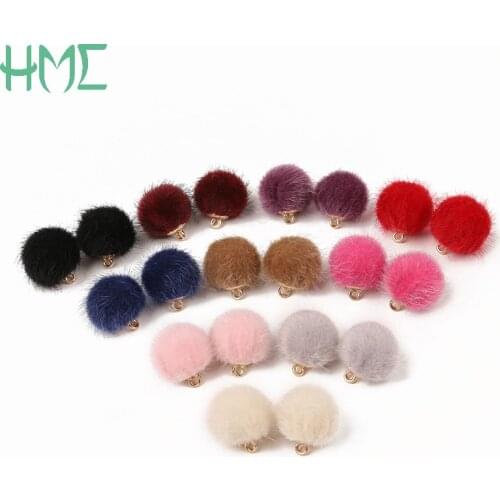 Diameter 15mm Aperture 1.5mm 10pcs/bag Fur Pendant Fashion Fur Covered Pearl Jewelry Pendant Earrings Made DIY Jewelry Bracelet
