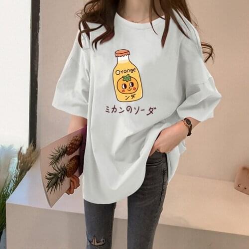 2021 Women Fashion Clothing Summer Black Tops Round Neck Loose Large Short Sleeve Tees Korean Pink Graphic Oversize T Shirts